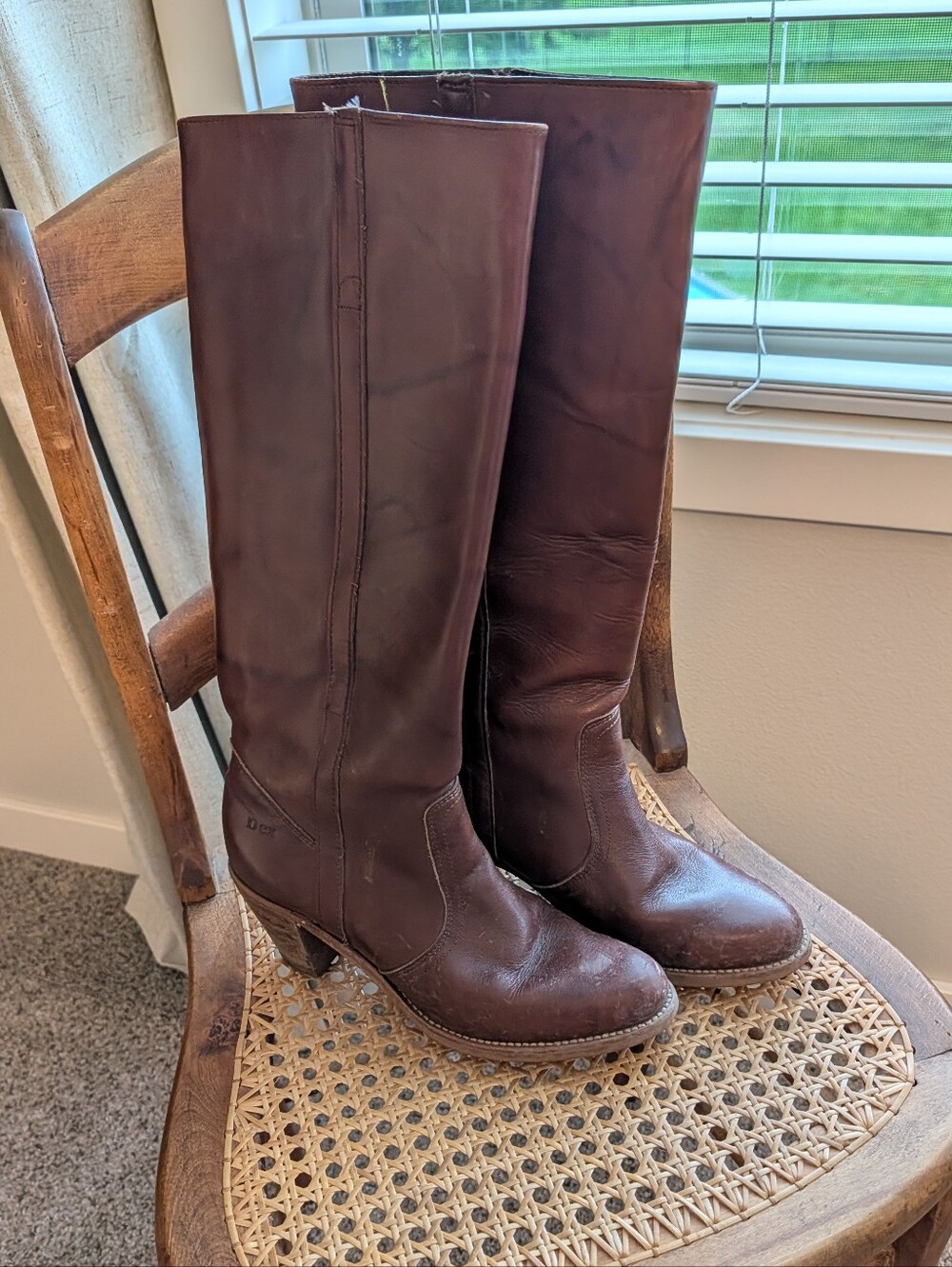 Vintage Dexter Dark Brown Leather Knee-High Heeled Boots